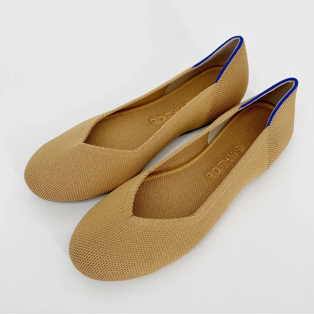 Rothy's Tan and Blue Flats - Picture 2 of 12